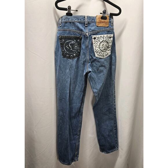 Vtg 1999 Levi's 512 Womens Jeans Sz 6 Slim Straight High Rise 90s Celestial Art - Picture 6 of 14